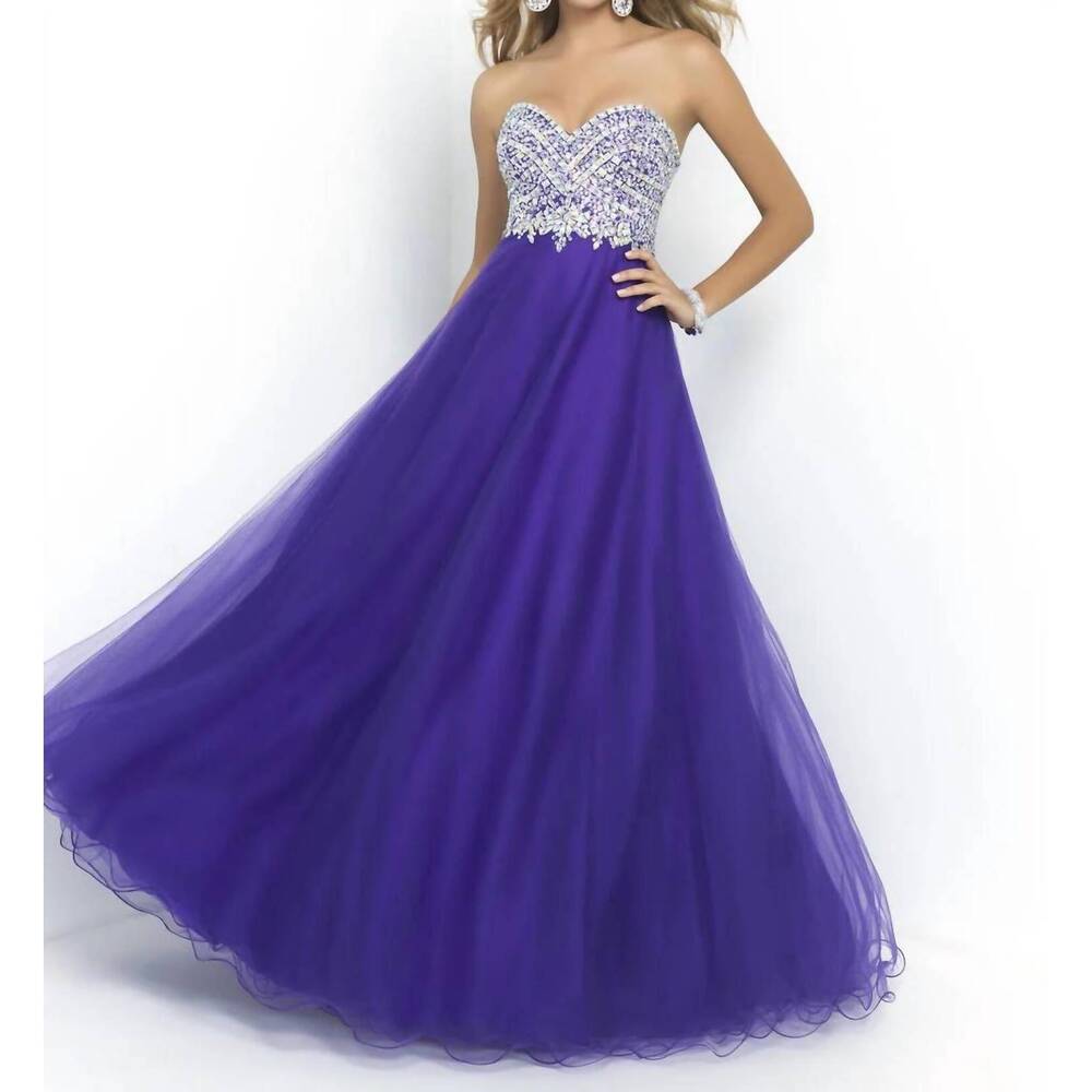 NEW BLUSH PROM strapless beaded bodice ball gown in deep purple